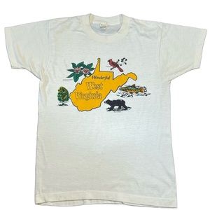 Vintage Wonderful West Virginia T Shirt Tourist Shirt Tan 80s